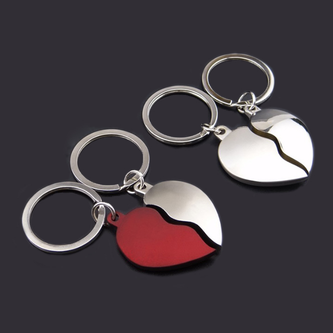 Double Heart Couple Keychain