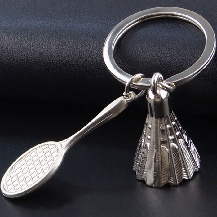 Metal Badminton racket Keychains