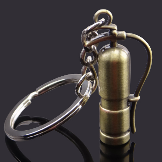 Mini fire extinguisher metal keychain