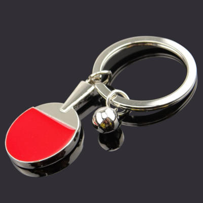 Ping pong paddle and ball keychain