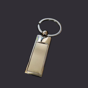 Square shpe with stainless steel patch keychain metal key tag