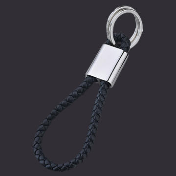 Twisted Leather Metal Keychains