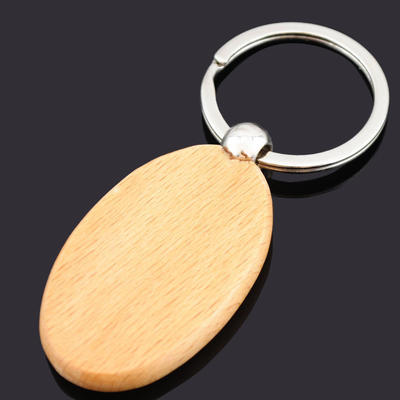Oval wooden key chain custom key ring
