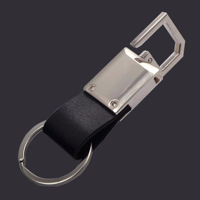 Metal Leather Keychains with Rotation Hook