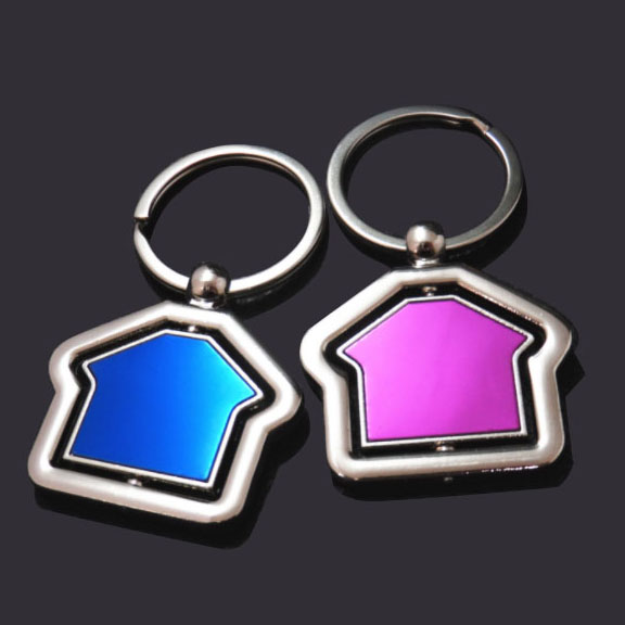 House shape rotable blank keychain