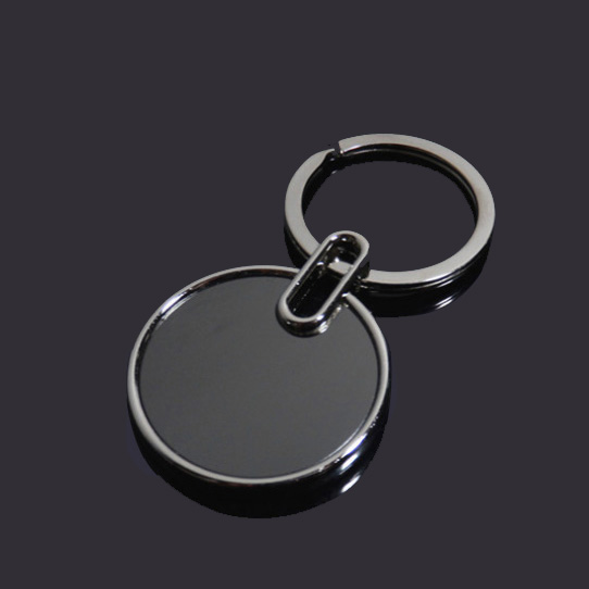 Round shape black blank key tag metal key chain