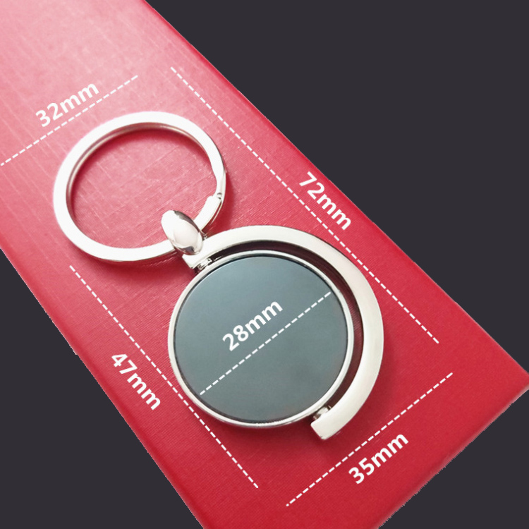 Round shape rotable keychain metal key tag