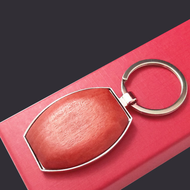 Red wooden keychain custom keyring