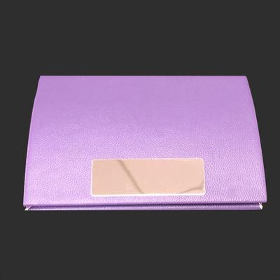 Plain Leather Cardcase Metal Business Attractive purple Leather Card Holder