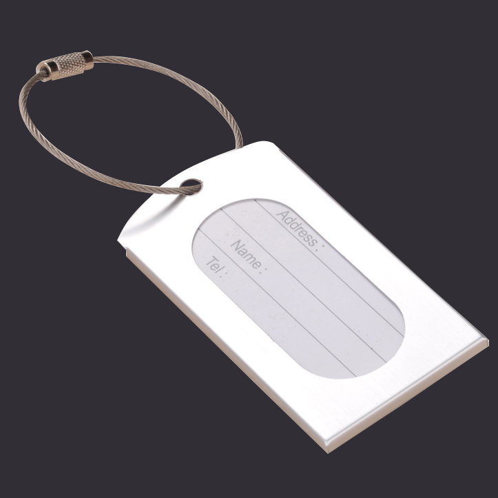 Meta luggage tag laser logo