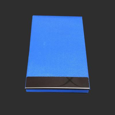 BLUE PU leather mix metal name card holder