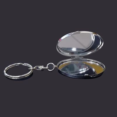 Oval cosmetic mirror keychain
