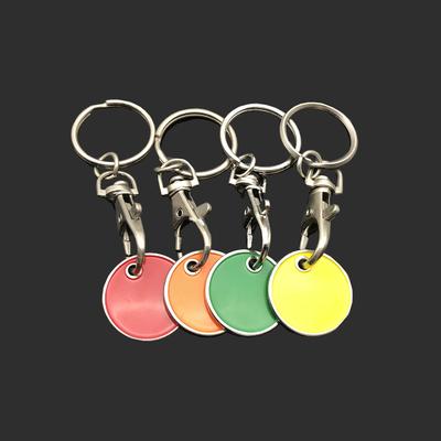 Colorful single side stainless steel metal coin key chain custom logo